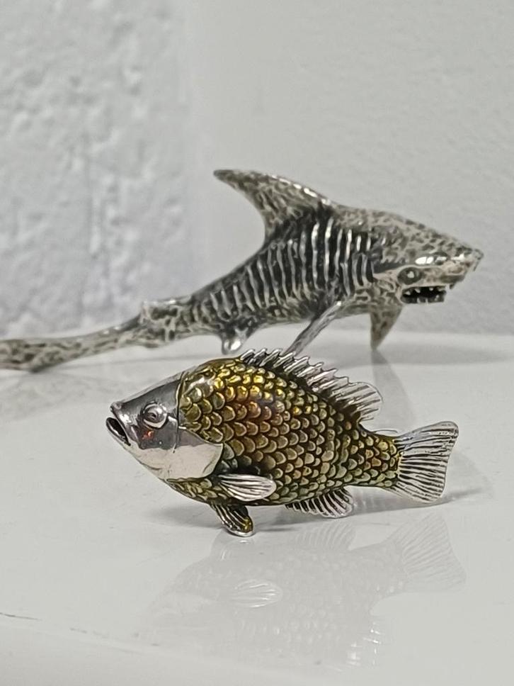 Zilver gekeurd haai roofvis tijgerhaai witte haai, Antiek en Kunst, Antiek | Goud en Zilver, Zilver, Ophalen of Verzenden