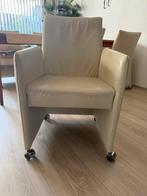 Leren eetkamer stoelen 6x op wieltjes, Ophalen, Zo goed als nieuw