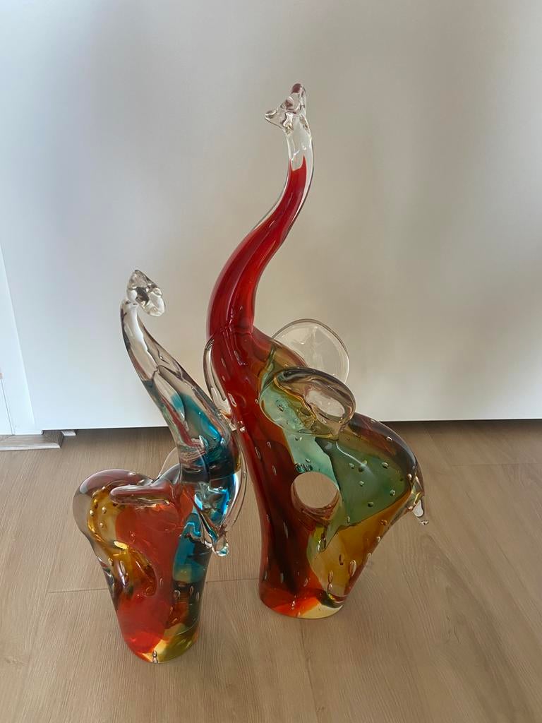 2 olifanten, Murano glass, Venetië, Ophalen of Verzenden