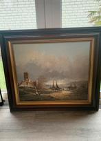 Schilderij zeegezicht op linnen jasper, Ophalen of Verzenden