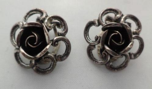 Teka, Theodor Klotz, zeldzame 835 zilver oorclips roos (7320, Sieraden, Tassen en Uiterlijk, Oorbellen, Zo goed als nieuw, Zilver