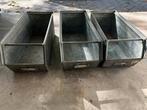 3 Zinken / metalen vintage opbergkisten voor gereedschap, Ophalen, Gebruikt