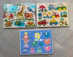 Houten kinder puzzels | zeemeermin - boerderij - dieren, Ophalen of Verzenden, Zo goed als nieuw, 6 maanden tot 2 jaar, Van hout