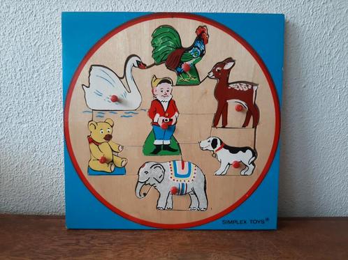 Vintage houten Simplex Toys puzzel Dieren, Kinderen en Baby's, Speelgoed | Houten speelgoed, Zo goed als nieuw, Overige typen