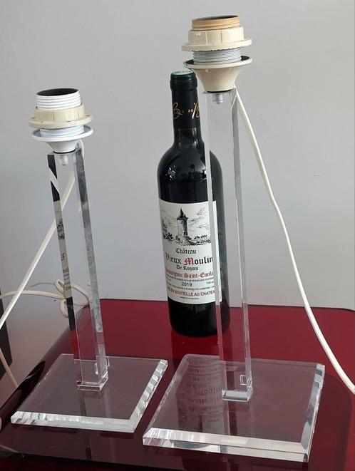 2 vintage massief plexiglas tafellampen. Hoge kwaliteit., Huis en Inrichting, Lampen | Tafellampen, Zo goed als nieuw, Minder dan 50 cm