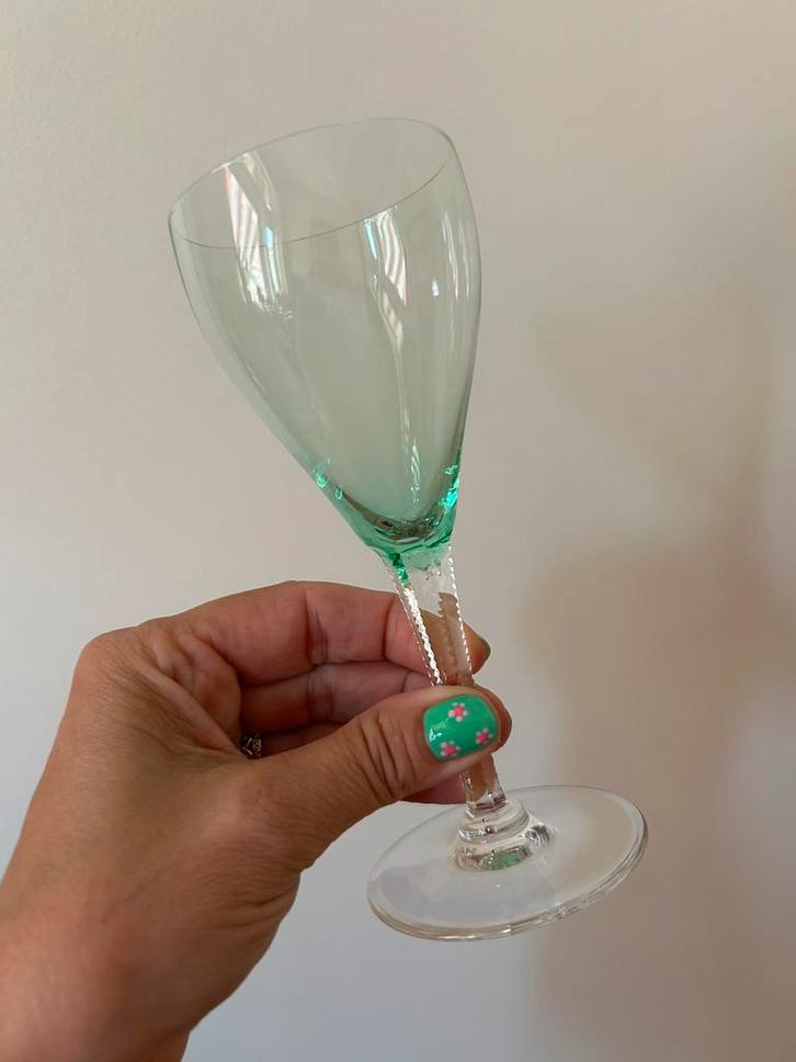 11 wijnglazen Art Deco, Verzamelen, Glas en Borrelglaasjes, Gebruikt, Borrel- of Shotglas, Ophalen