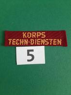 Naambandje straatnaam naamlint KORPS TECHN. DIENSTEN  WO II, Ophalen of Verzenden, Landmacht, Nederland, Embleem of Badge