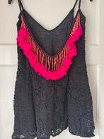 Ibiza jurk kant met franjes rug mt.XS, Kleding | Dames, Jurken, Zwart, Ophalen of Verzenden, Zo goed als nieuw, Maat 34 (XS) of kleiner