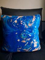 Sierkussen met plaid in een, blauw-goud, Ophalen of Verzenden, Nieuw, Blauw