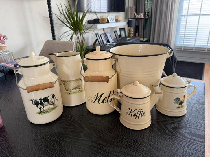 Complete emaille set Jet by Ter Steege | melkbus, koffiekan, Antiek en Kunst, Antiek | Keramiek en Aardewerk, Ophalen
