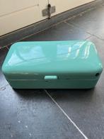 Turquoise Emaille Broodtrommel Vintage Stijl Keukenaccessoir, Ophalen of Verzenden