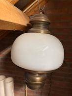 Vintage Hanglamp met Glazen Kap, Ophalen, Gebruikt, Glas, 50 tot 75 cm