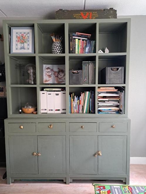 Groene Buffetkast met Gouden Handgrepen, Huis en Inrichting, Kasten | Boekenkasten, Gebruikt, 150 tot 200 cm, 200 cm of meer, 25 tot 50 cm