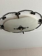 Vintage Plafondlamp met Metalen Frame, Ophalen, Gebruikt, Glas