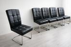 Zwarte eetkamerstoelen - set van 6, Zwart, Leer, Ophalen of Verzenden, Zo goed als nieuw