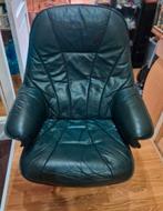 Fauteuil Groen Leer, Ophalen, Zo goed als nieuw, 50 tot 75 cm, Leer