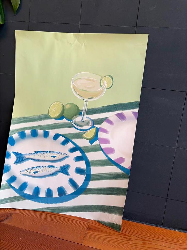 Hema poster Print - Zomers Tafereel, Huis en Inrichting, Woonaccessoires | Schilderijen, Tekeningen en Foto's, Gebruikt, Print