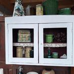 Brocante Wit Keukenkastje Vitrinekastje, Ophalen