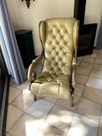 Antieke gecapitonneerde fauteuil - groen, Antiek en Kunst, Antiek | Meubels | Stoelen en Banken, Ophalen