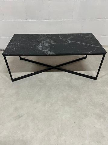 Salontafel Marmer Zwart 105x50x40 Industrieel Stalen Poot beschikbaar voor biedingen