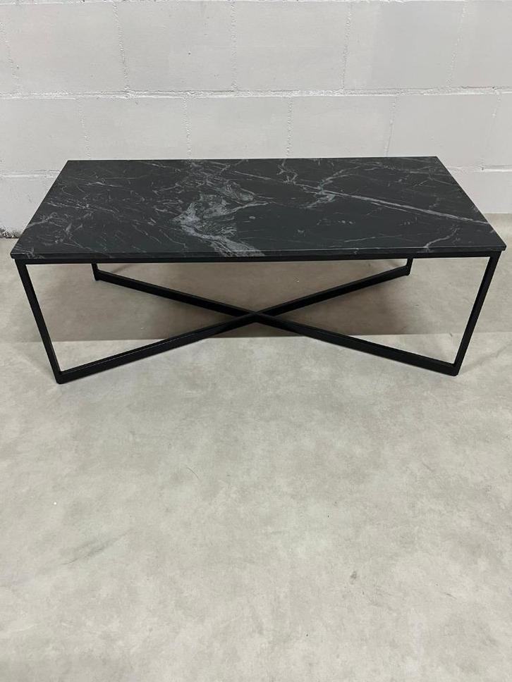 Salontafel Marmer Zwart 105x50x40 Industrieel Stalen Poot, Huis en Inrichting, Tafels | Salontafels, Nieuw, Minder dan 50 cm, 50 tot 100 cm