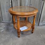 Salontafel kersenhout, webring, glas rond. Retro, Huis en Inrichting, Ophalen, 100 tot 150 cm, Rond, 50 tot 100 cm
