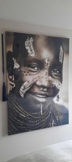 Grote zwart-wit schilderij Afrikaanse vrouw, Huis en Inrichting, Ophalen, Oorspronkelijke maker, Zo goed als nieuw, Schilderij