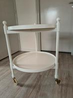 Houten ronde trolley,  bijzettafel met wieltjes, Huis en Inrichting, Tafels | Bijzettafels, Ophalen, Minder dan 55 cm, Gebruikt