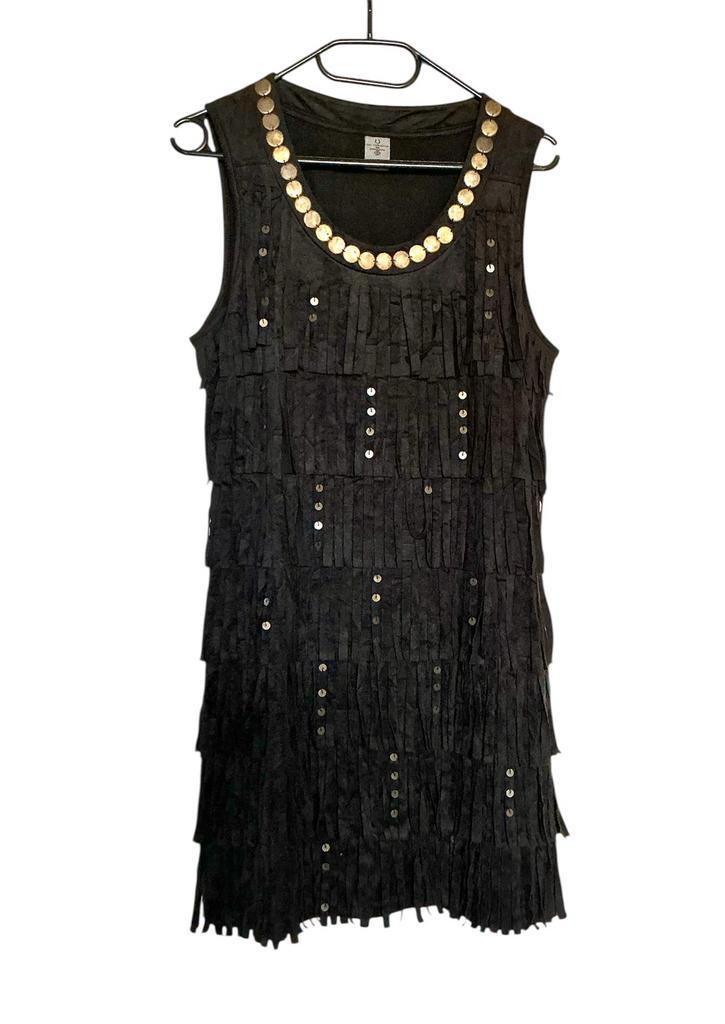 🟢 Vero Moda jurkje met franje, Kleding | Dames, Jurken, Zo goed als nieuw, Maat 46/48 (XL) of groter, Zwart, Boven de knie, Verzenden