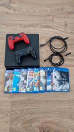 PS4 Slim 500GB Bundel met 2 controllers en 8 games., Met 2 controllers, Ophalen of Verzenden, Zo goed als nieuw, Slim