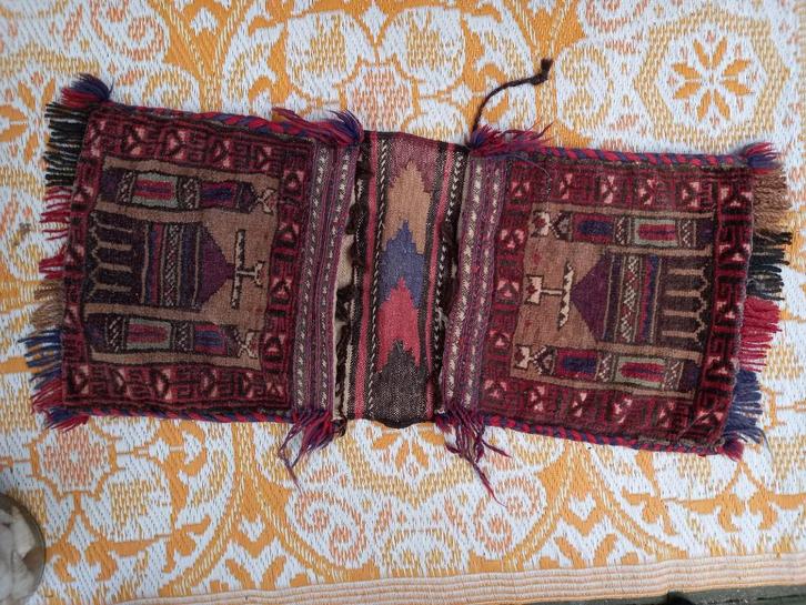 MAROKKO DUBBELE KAMELENTAS KELIM WOL ETNISCH-BOHO OOSTERS, Antiek en Kunst, Antiek | Kleden en Textiel, Ophalen of Verzenden