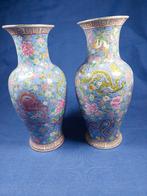 Vintage Chinese vazen met bloemen en draken, Ophalen of Verzenden