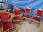 4 stuks vintage houten stoelen met rood fluwelen bekleding, Ophalen