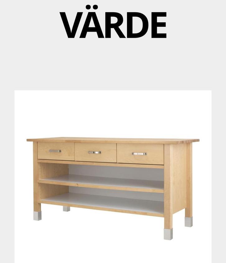 Ikea Varde keukenkast dressoir keukenkast met beuken blad, Huis en Inrichting, Kasten | Schoenenkasten, Zo goed als nieuw, Ophalen of Verzenden
