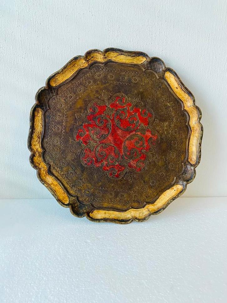 Florentijns rond dienblad made in Italy, Huis en Inrichting, Woonaccessoires | Dienbladen, Gebruikt, Kunststof, Rond, Ophalen of Verzenden