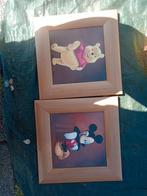 Leuke schilderij van Mickey en Winnie de Pooh, Ophalen of Verzenden, Zo goed als nieuw, Hout, Minder dan 50 cm