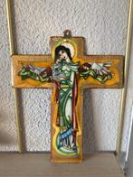 Vintage kruis geëmailleerd op koper wandhanger, Antiek en Kunst, Ophalen of Verzenden
