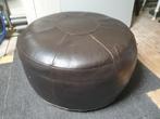 Grote vintage leren poef, Ophalen, Gebruikt, Leer, 50 tot 75 cm
