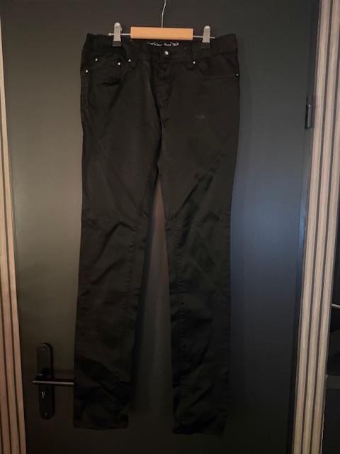 Stoere zwarte glimmende broek maat 38 van Goodies Jeans, Maat 38/40 (M), Zwart, Ophalen of Verzenden, Zo goed als nieuw