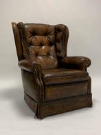 Vintage fauteuil, Huis en Inrichting, Fauteuils, Chesterfield, 75 tot 100 cm, Gebruikt, Leer