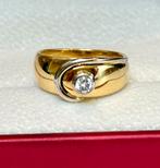 Prachtige 18 karaat gouden ring met natuurlijke diamant 17mm, Ophalen of Verzenden, 17 tot 18, Met edelsteen, Dame