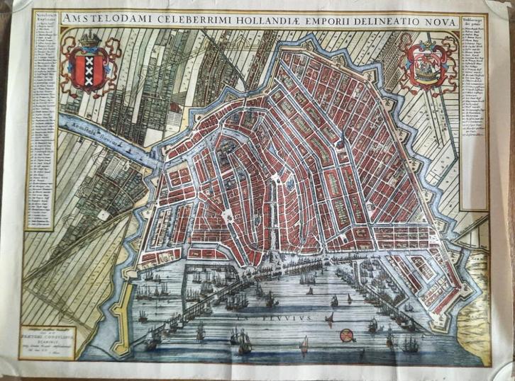 Fraaie antieke historische kaart Amsterdam 1657-1659., Antiek en Kunst, Kunst | Schilderijen | Klassiek, Ophalen of Verzenden