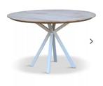 Tafel 120 cm, eiken blad en wit metalen onderstel, Huis en Inrichting, Ophalen, Gebruikt