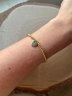 Armband RVS kralen & hart bedel met initiaal, Staal, Nieuw, Ophalen of Verzenden, Met bedels of kralen