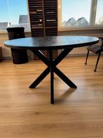 Industriële eettafel - 120cm zwart mangohout, Ophalen, 100 tot 150 cm, Rond, Nieuw