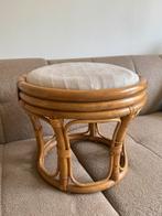 Rotan Poefje met Stoffen Bekleding, Ophalen, Japandi, Minder dan 50 cm, Gebruikt