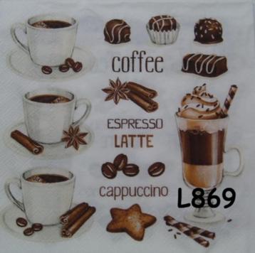 Servetten decoupage/bullet journal – koffie L869 beschikbaar voor biedingen