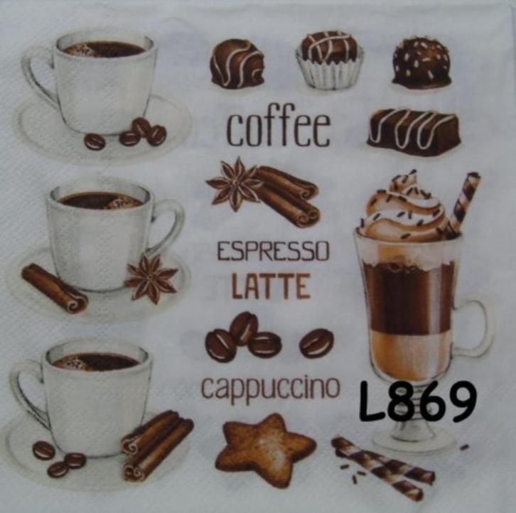 Servetten decoupage/bullet journal – koffie L869, Hobby en Vrije tijd, Knutselen, Nieuw, Materiaal, Verzenden