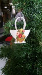 antieke kerstbal nr 447 model bloemen mandje scrab, Diversen, Kerst, Ophalen of Verzenden, Gebruikt