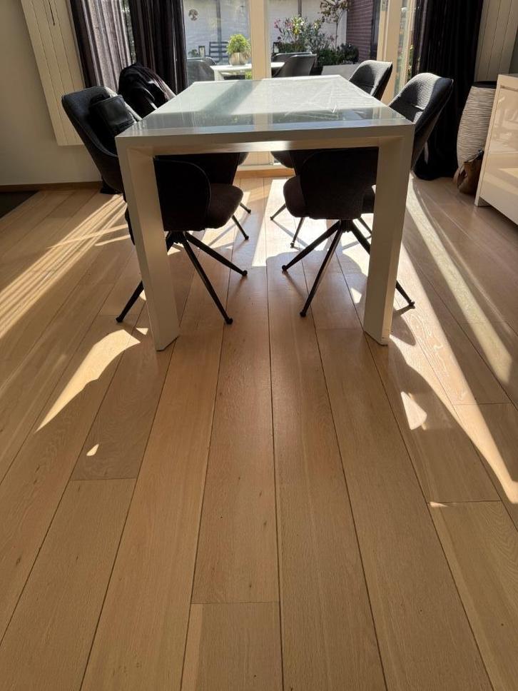 Eettafel met glazenblad, Huis en Inrichting, Tafels | Eettafels, Gebruikt, 50 tot 100 cm, 150 tot 200 cm, Vijf personen of meer